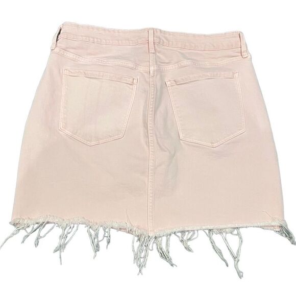 Old Navy jean mini skirt button up raw hem pink blush size 12 - Picture 3 of 12